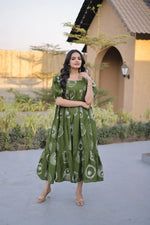 Printed Cotton Maxi Dress with Tiered Flair for Summer and Casual Wear