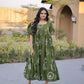 Printed Cotton Maxi Dress with Tiered Flair for Summer and Casual Wear