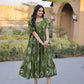 Printed Cotton Maxi Dress with Tiered Flair for Summer and Casual Wear