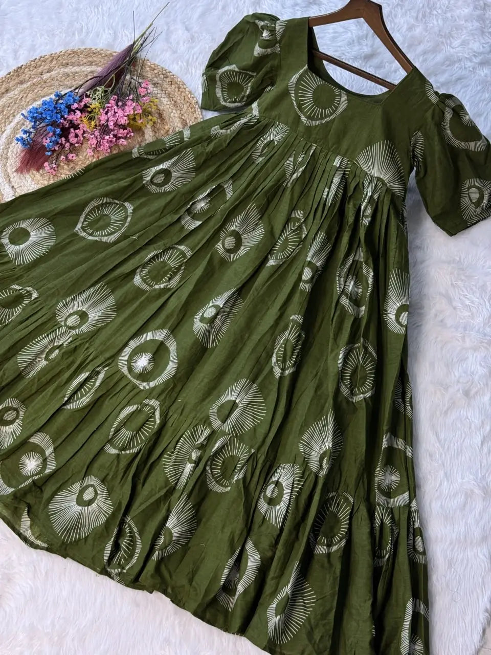 Printed Cotton Maxi Dress with Tiered Flair for Summer and Casual Wear