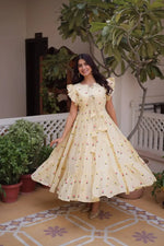 Printed Cotton Maxi Dress with Tiered Flair for Summer and Casual Wear