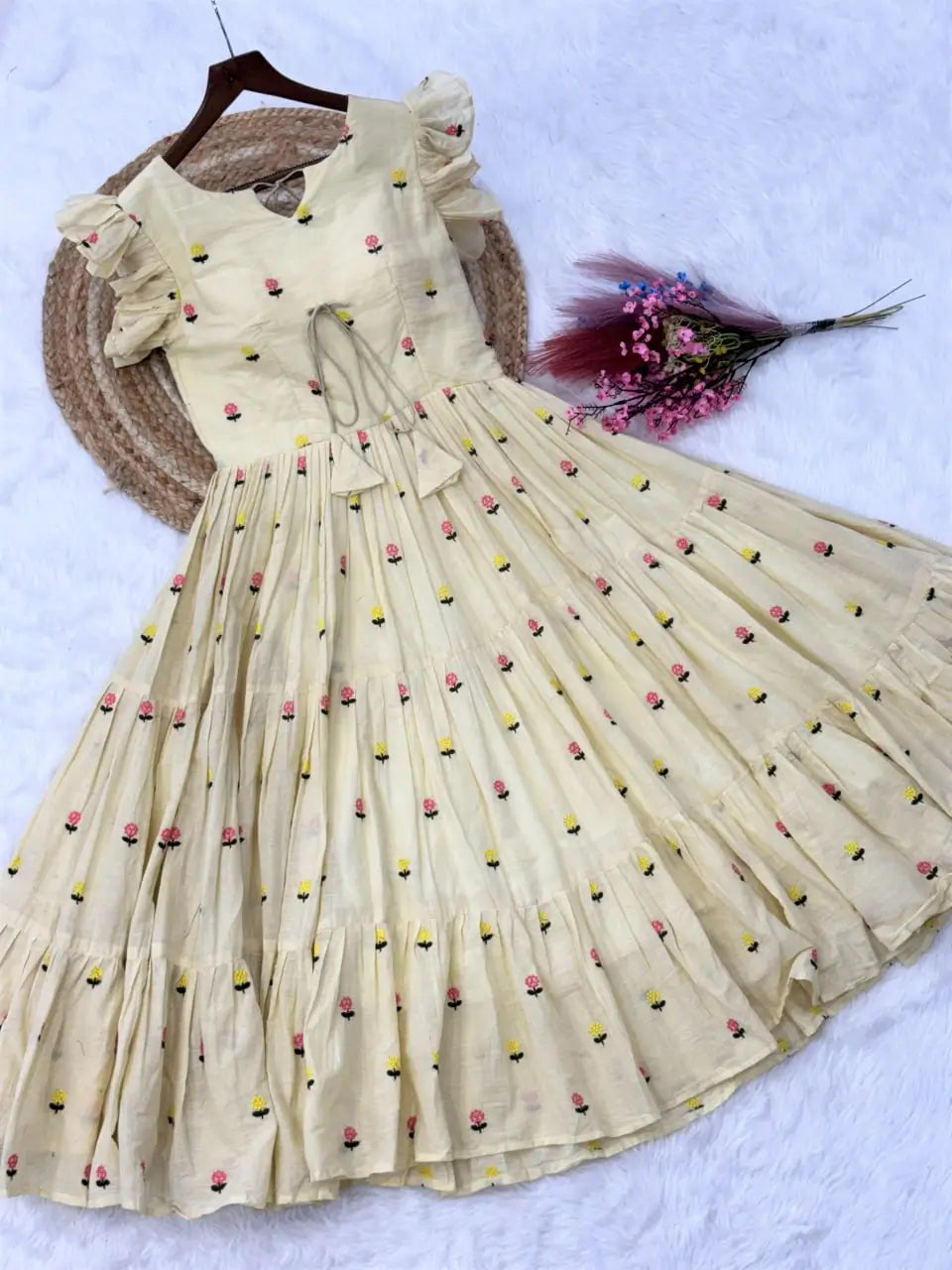Printed Cotton Maxi Dress with Tiered Flair for Summer and Casual Wear