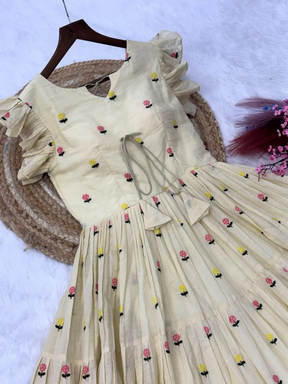 Printed Cotton Maxi Dress with Tiered Flair for Summer and Casual Wear
