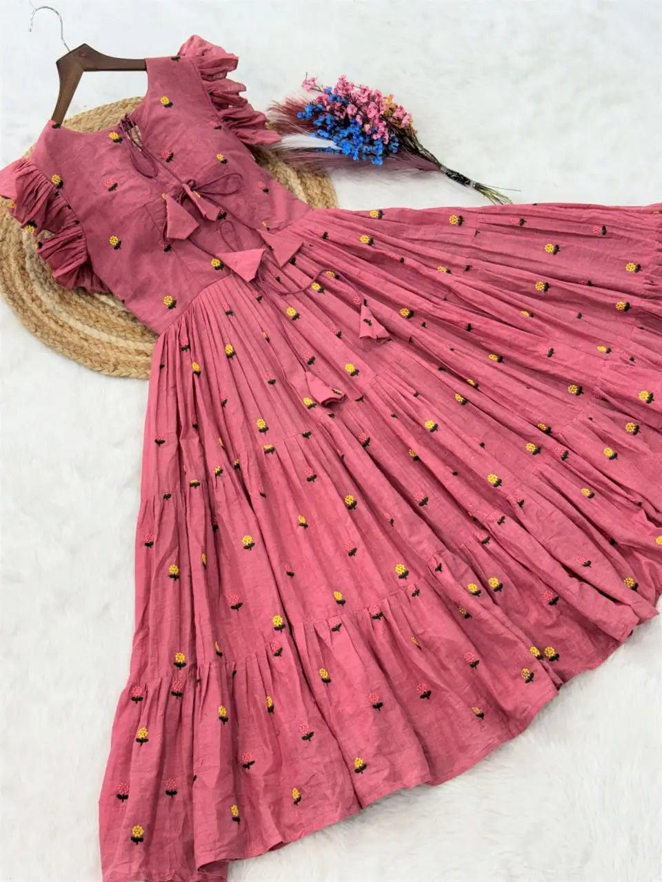Printed Cotton Maxi Dress with Tiered Flair for Summer and Casual Wear