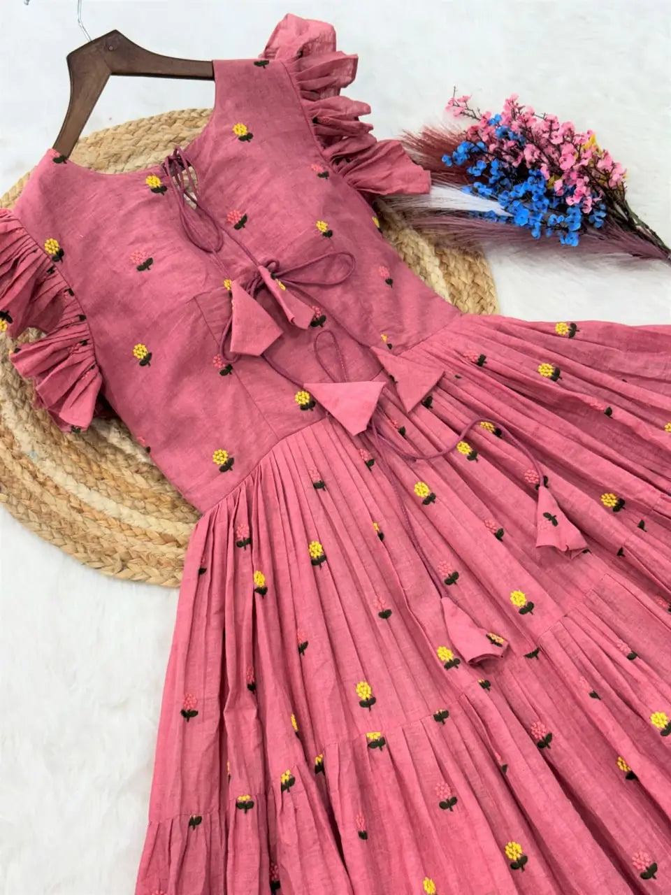 Printed Cotton Maxi Dress with Tiered Flair for Summer and Casual Wear