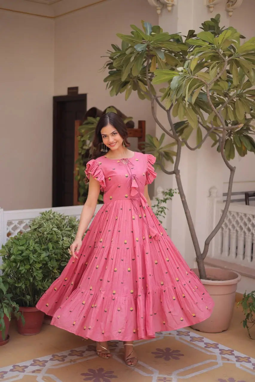 Printed Cotton Maxi Dress with Tiered Flair for Summer and Casual Wear