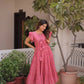 Printed Cotton Maxi Dress with Tiered Flair for Summer and Casual Wear