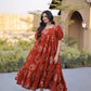 Printed Cotton Maxi Dress with Tiered Flair for Summer and Casual Wear