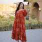 Printed Cotton Maxi Dress with Tiered Flair for Summer and Casual Wear