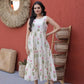 Printed Cotton Sleeveless Dress with Tiered Flair for Summer and Casual Wear