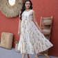 Printed Cotton Sleeveless Dress with Tiered Flair for Summer and Casual Wear
