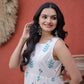 Printed Cotton Sleeveless Dress with Tiered Flair for Summer and Casual Wear
