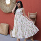 Printed Cotton Sleeveless Dress with Tiered Flair for Summer and Casual Wear