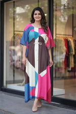 Printed Long Kaftan Dress for Casual and Lounge Wear