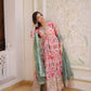 Printed Russian Silk Anarkali Gown with Embroidered Dupatta for Festive and Party Wear