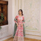 Printed Russian Silk Anarkali Gown with Embroidered Dupatta for Festive and Party Wear