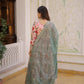 Printed Russian Silk Anarkali Gown with Embroidered Dupatta for Festive and Party Wear