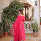 Printed Russian Silk Anarkali Gown with Embroidered Dupatta for Festive and Party Wear