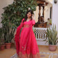 Printed Russian Silk Anarkali Gown with Embroidered Dupatta for Festive and Party Wear