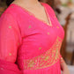 Printed Russian Silk Anarkali Gown with Embroidered Dupatta for Festive and Party Wear