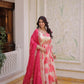 Printed Russian Silk Anarkali Gown with Embroidered Dupatta for Festive and Party Wear