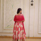 Printed Russian Silk Anarkali Gown with Embroidered Dupatta for Festive and Party Wear