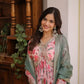 Printed Russian Silk Anarkali Gown with Embroidered Dupatta for Festive and Party Wear