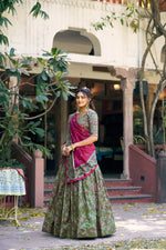 Printed Tasar Silk Lehenga Set for Festive and Wedding Occasions