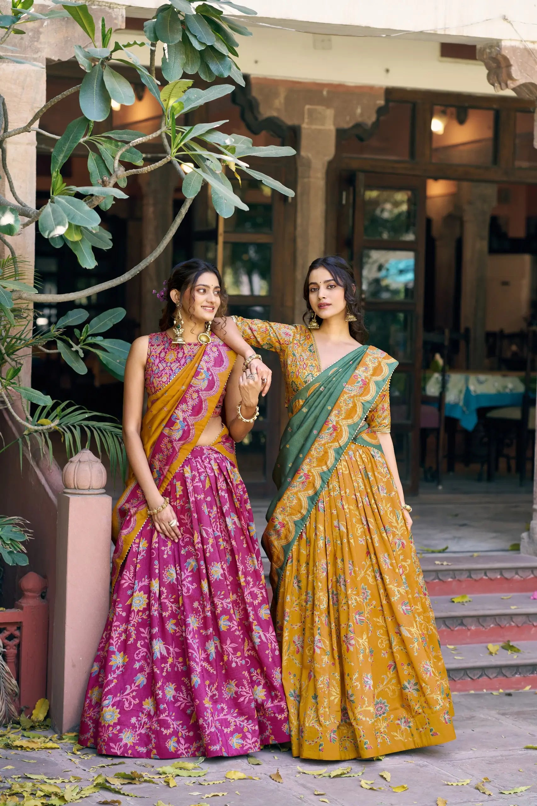 Printed Tasar Silk Lehenga Set for Festive and Wedding Occasions
