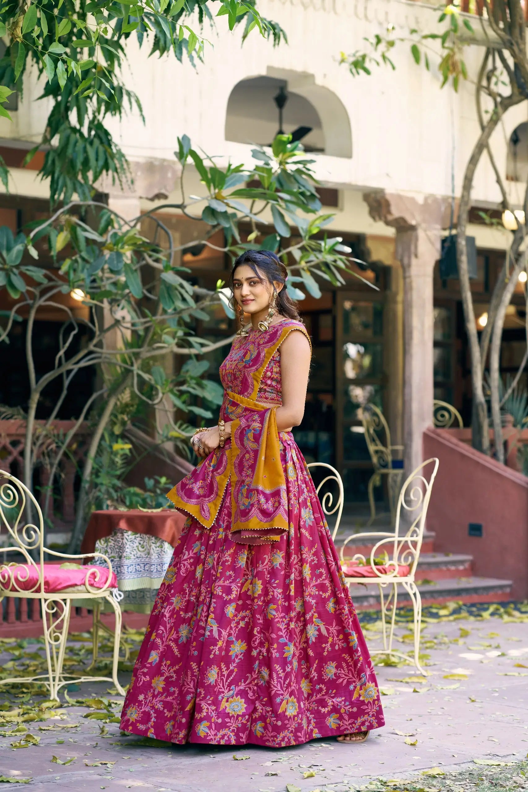 Printed Tasar Silk Lehenga Set for Festive and Wedding Occasions