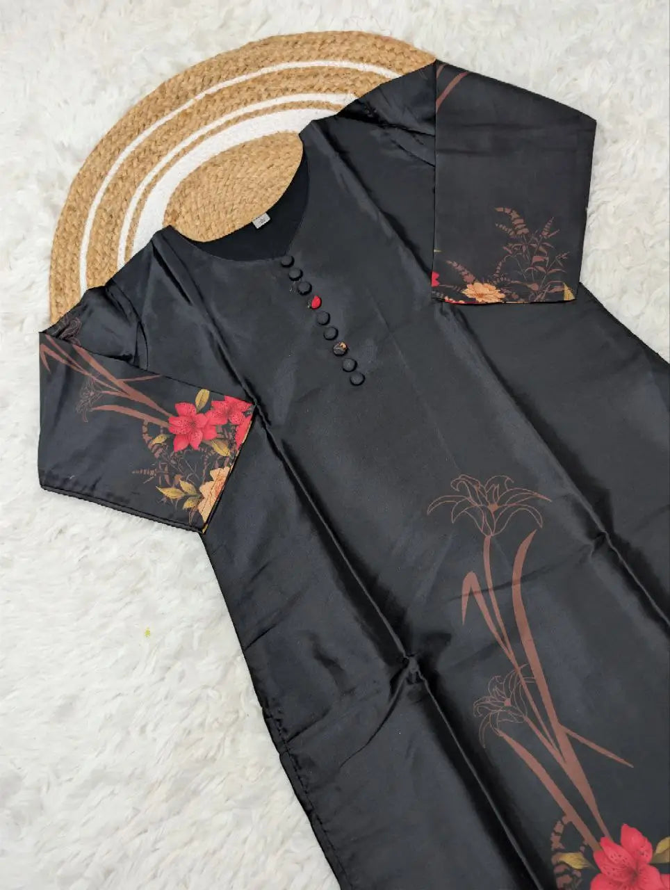 Pure Assam Silk Printed Kurta Set with Organza Dupatta