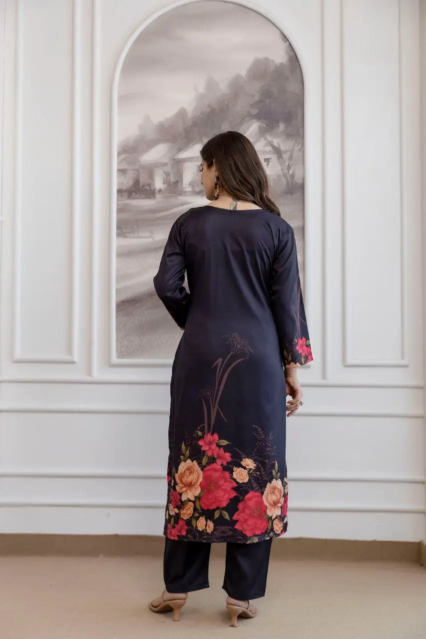 Pure Assam Silk Printed Kurta Set with Organza Dupatta