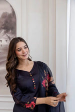 Pure Assam Silk Printed Kurta Set with Organza Dupatta