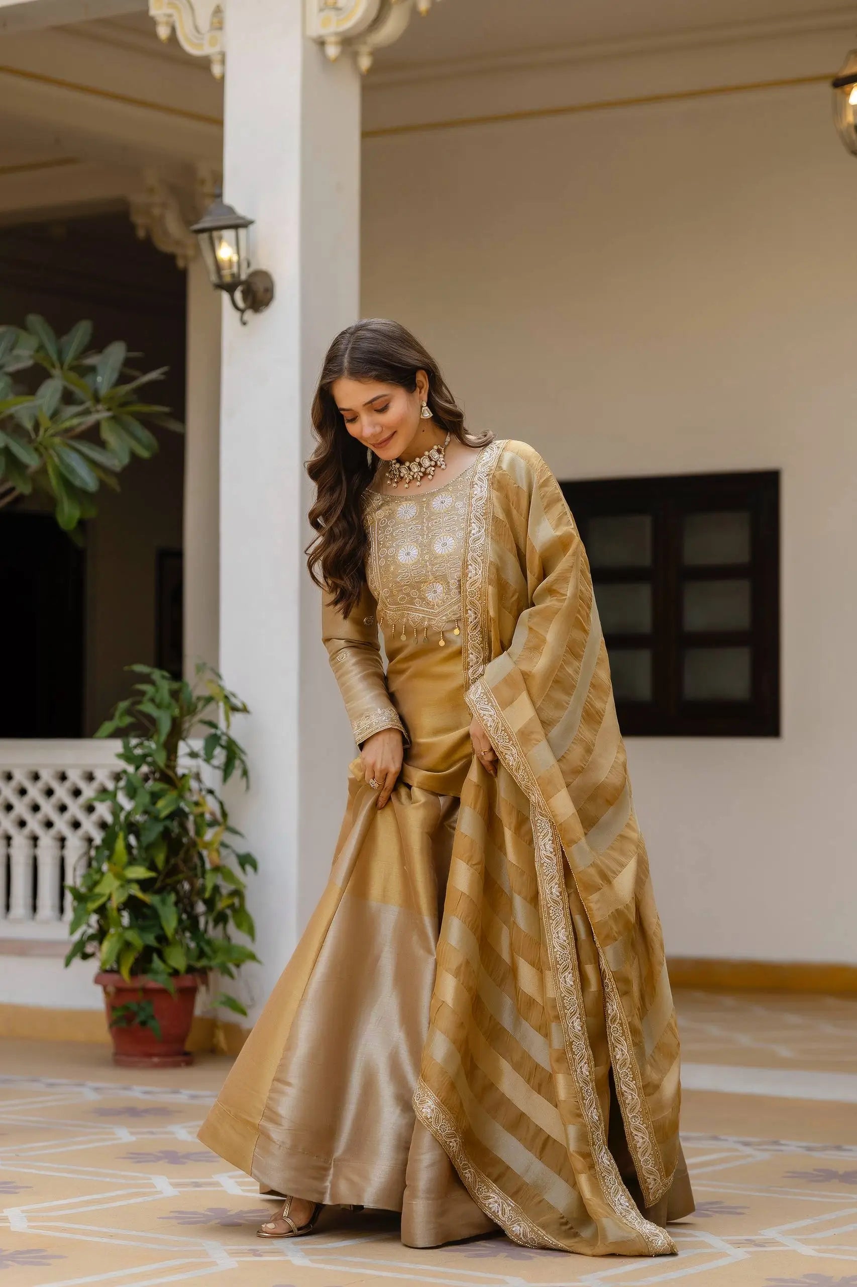 Pure Banarasi Viscose Lehenga Set with Mirror Work for Wedding and Festive Wear
