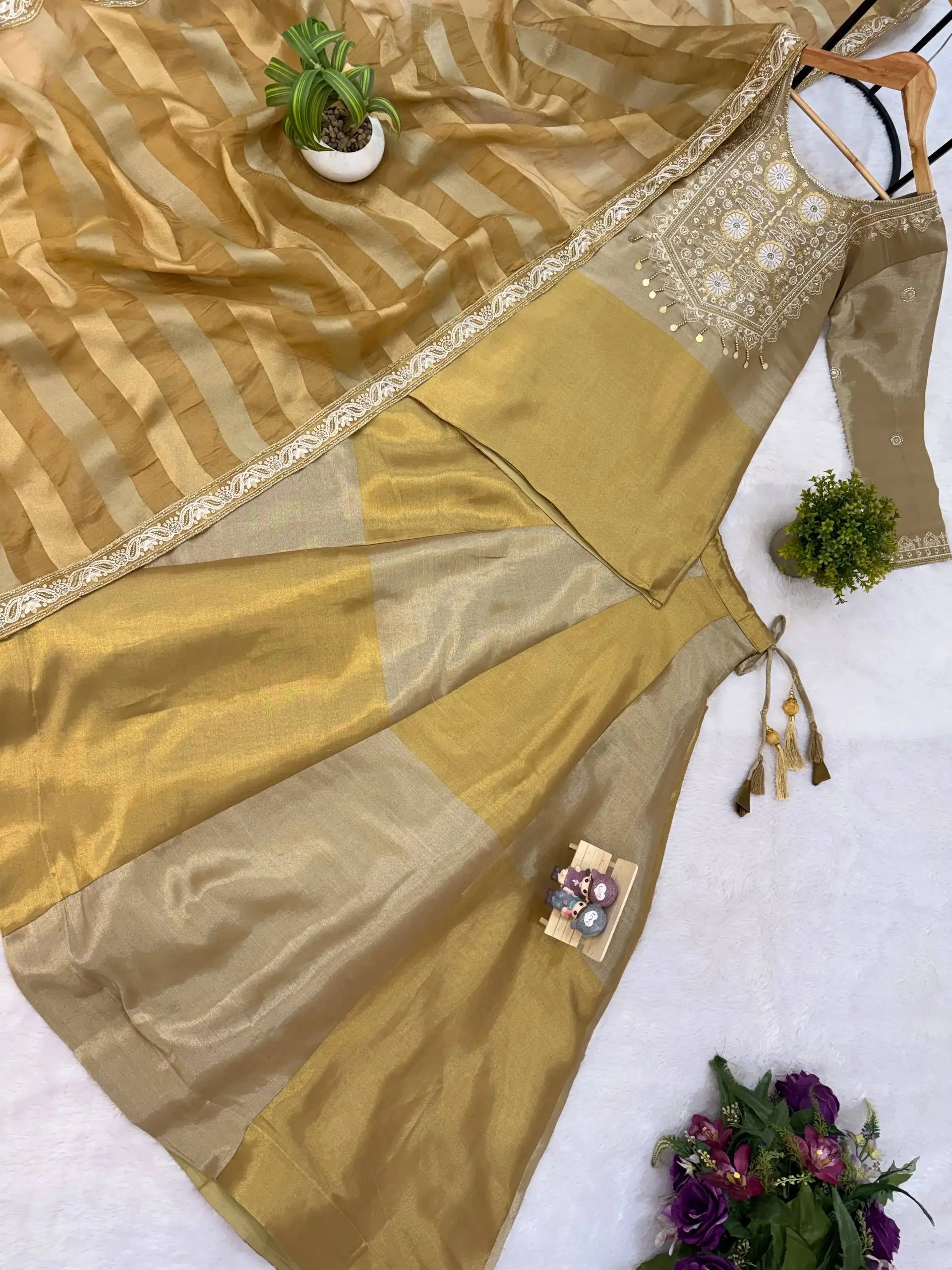 Pure Banarasi Viscose Lehenga Set with Mirror Work for Wedding and Festive Wear