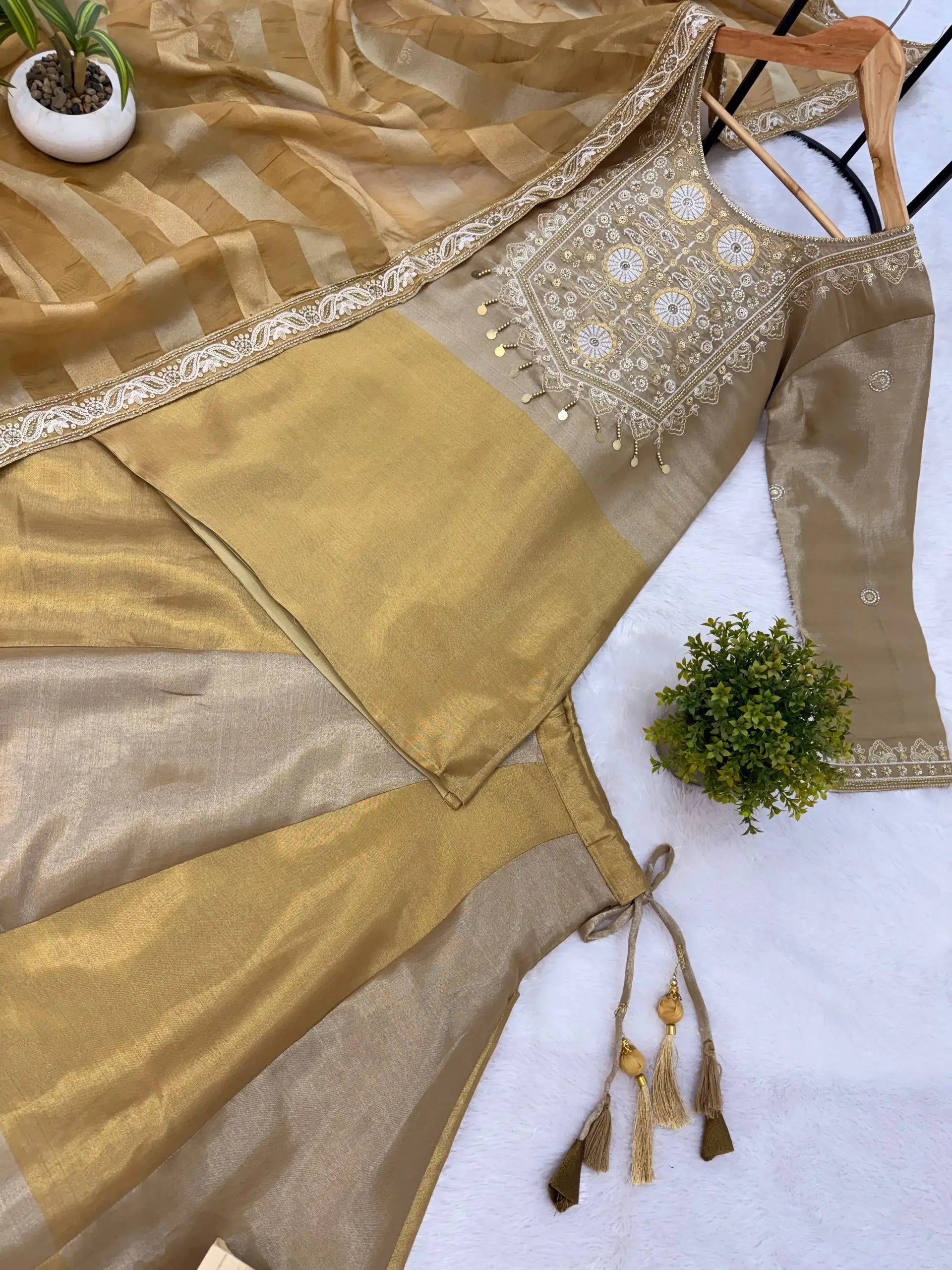 Pure Banarasi Viscose Lehenga Set with Mirror Work for Wedding and Festive Wear