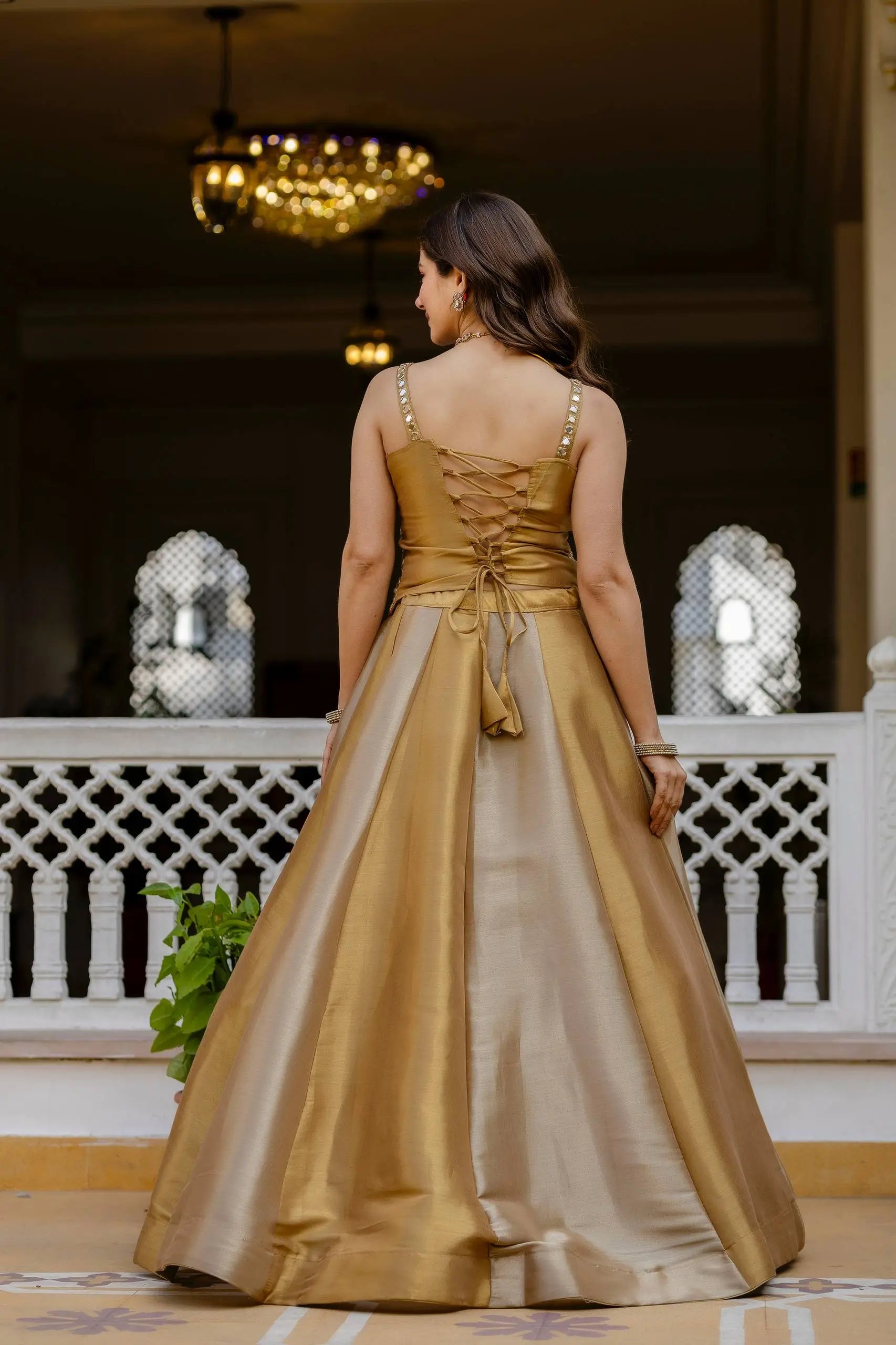Pure Banarasi Viscose Lehenga Set with Mirror Work for Wedding and Festive Wear