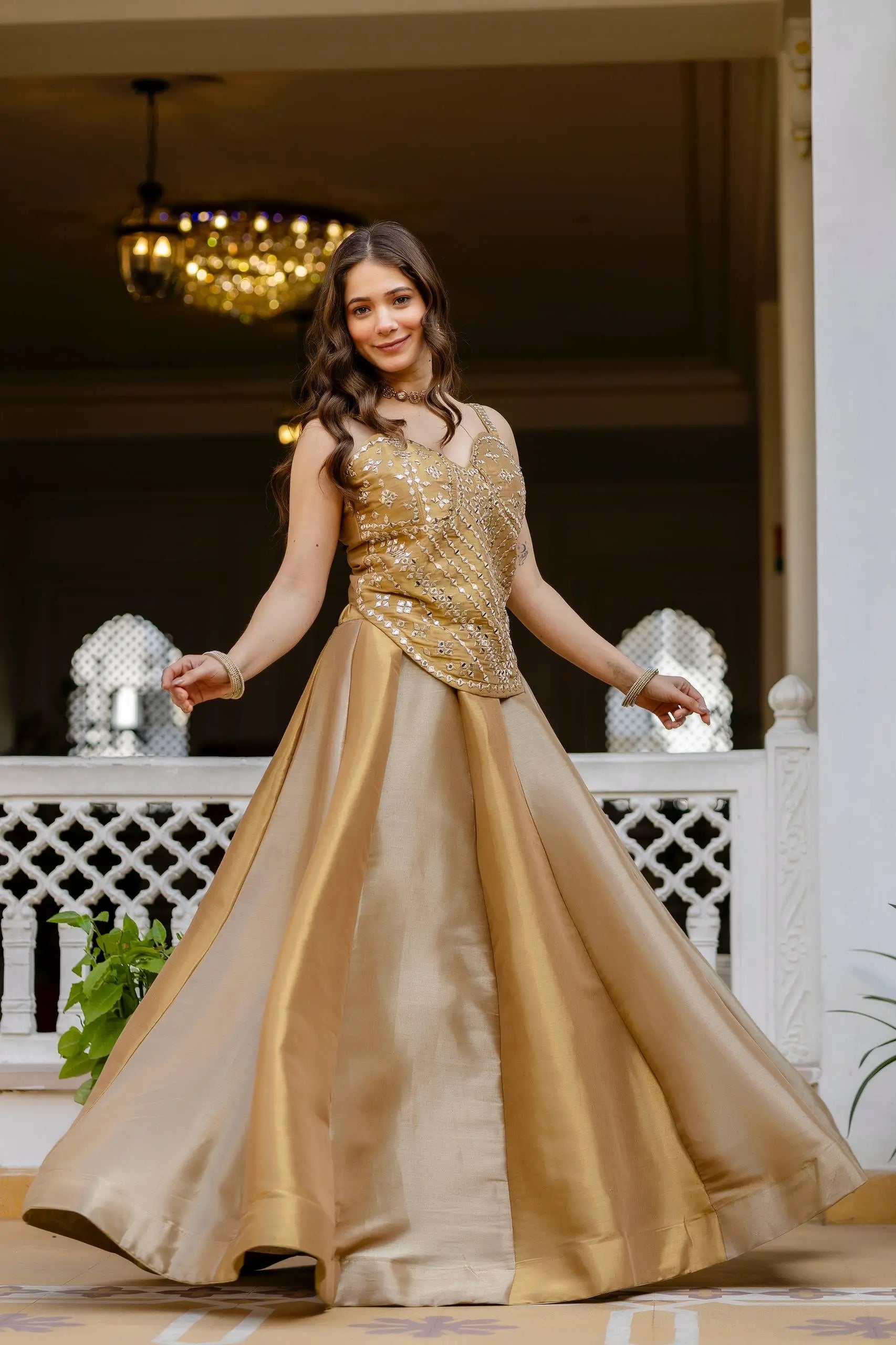 Pure Banarasi Viscose Lehenga Set with Mirror Work for Wedding and Festive Wear