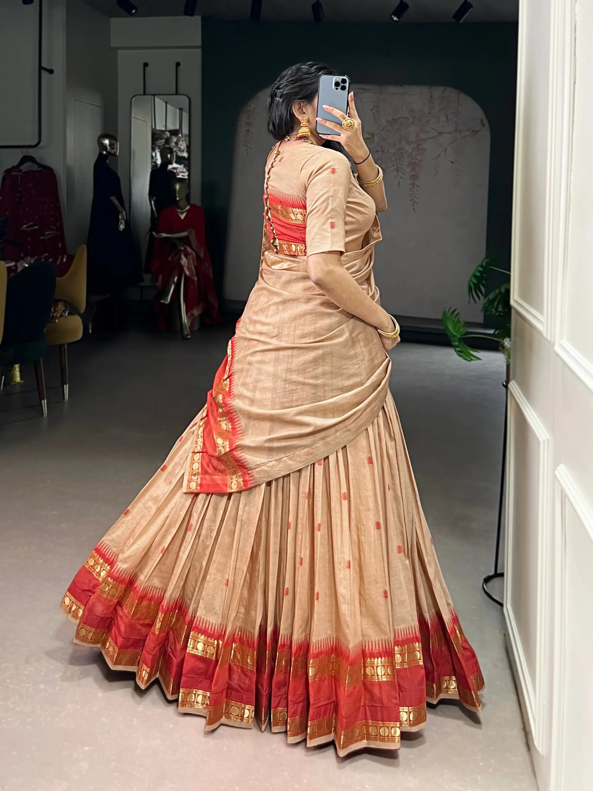 Pure Chanderi Zari Weaving Lehenga Set