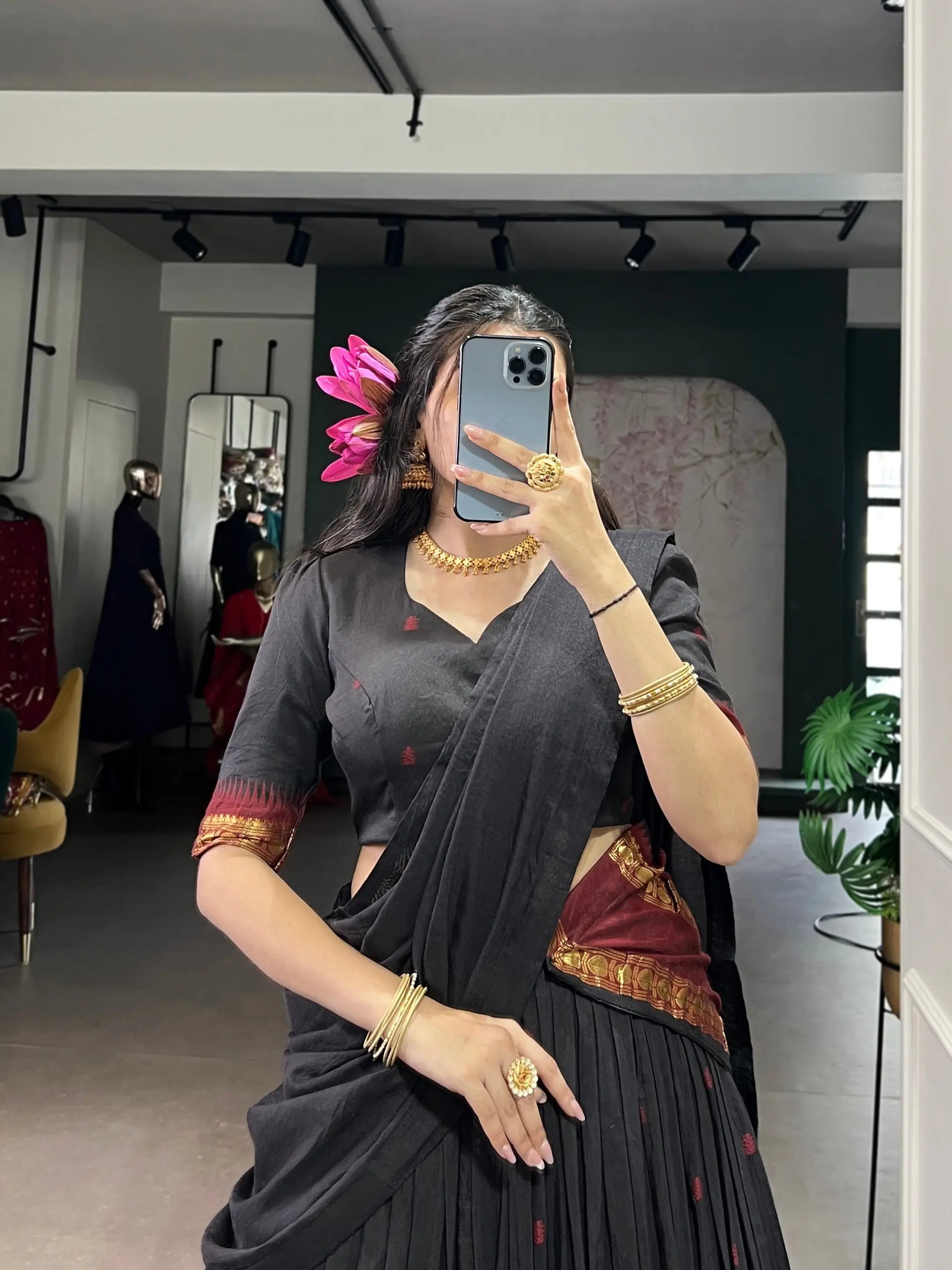 Pure Chanderi Zari Weaving Lehenga Set