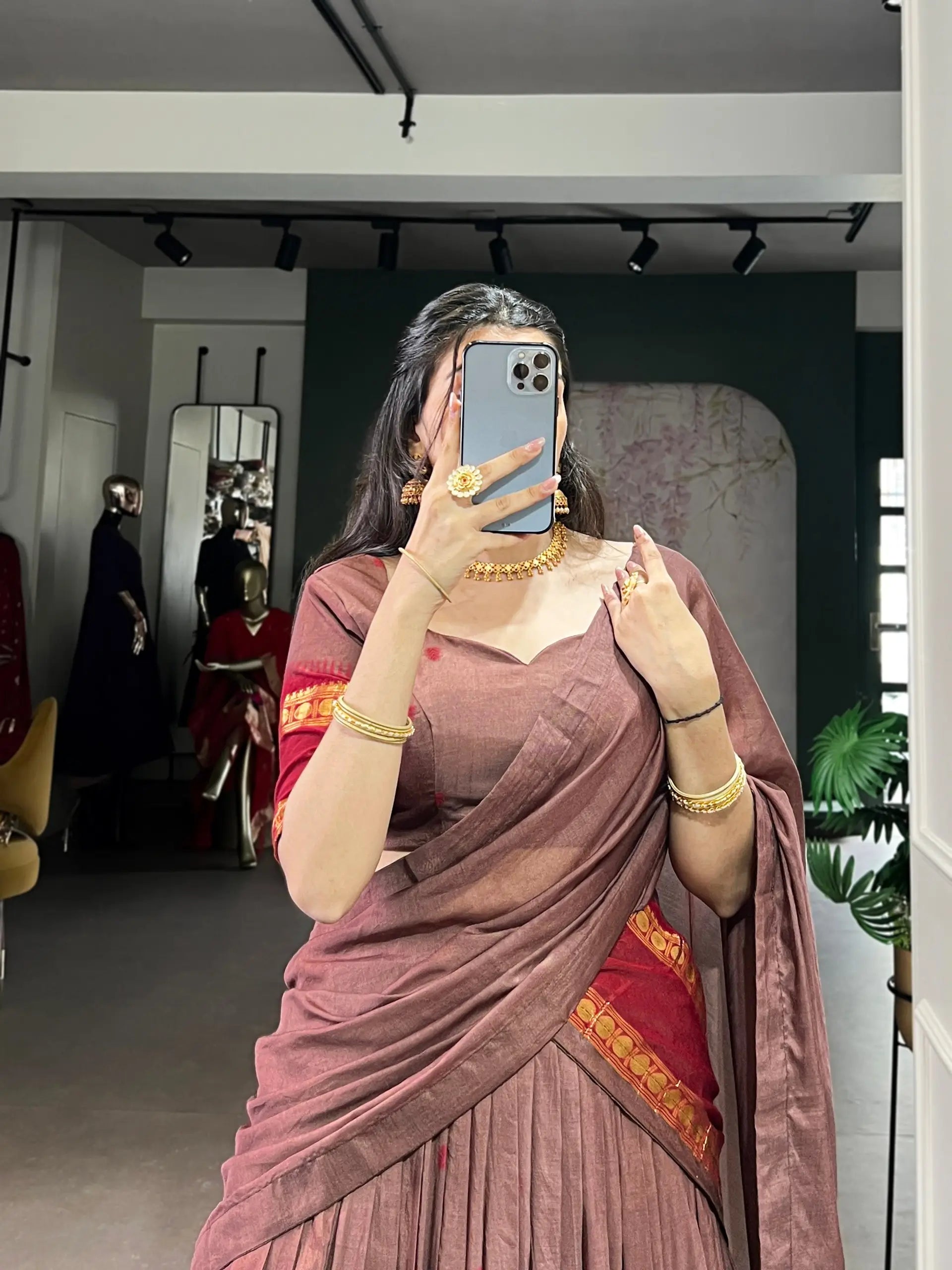 Pure Chanderi Zari Weaving Lehenga Set