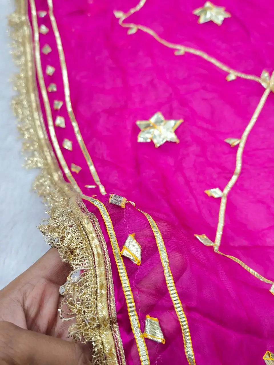 Pure Chiffon Gota Patti Saree with Designer Lace for Festive and Wedding Wear