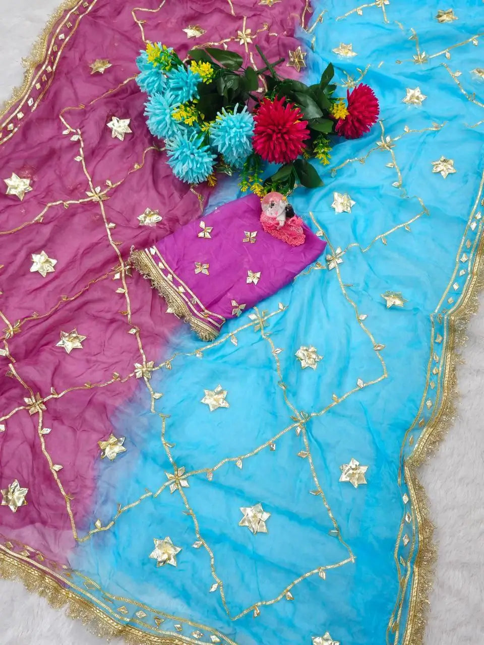 Pure Chiffon Gota Patti Saree with Designer Lace for Festive and Wedding Wear