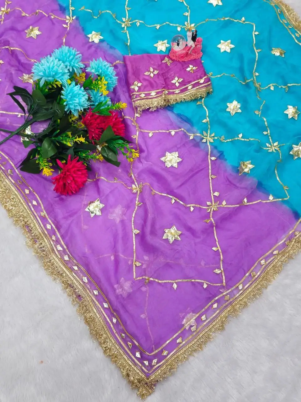 Pure Chiffon Gota Patti Saree with Designer Lace for Festive and Wedding Wear