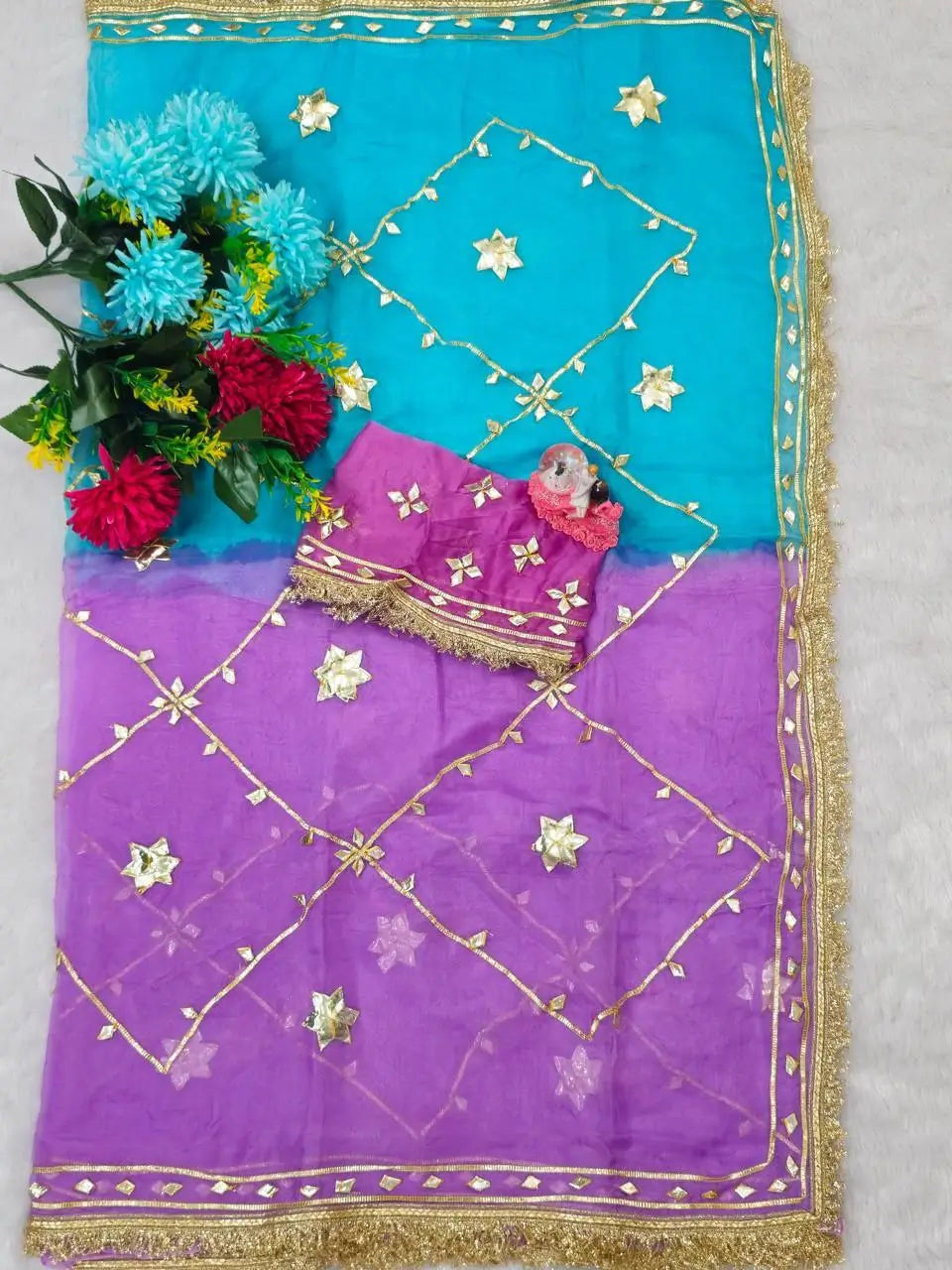 Pure Chiffon Gota Patti Saree with Designer Lace for Festive and Wedding Wear