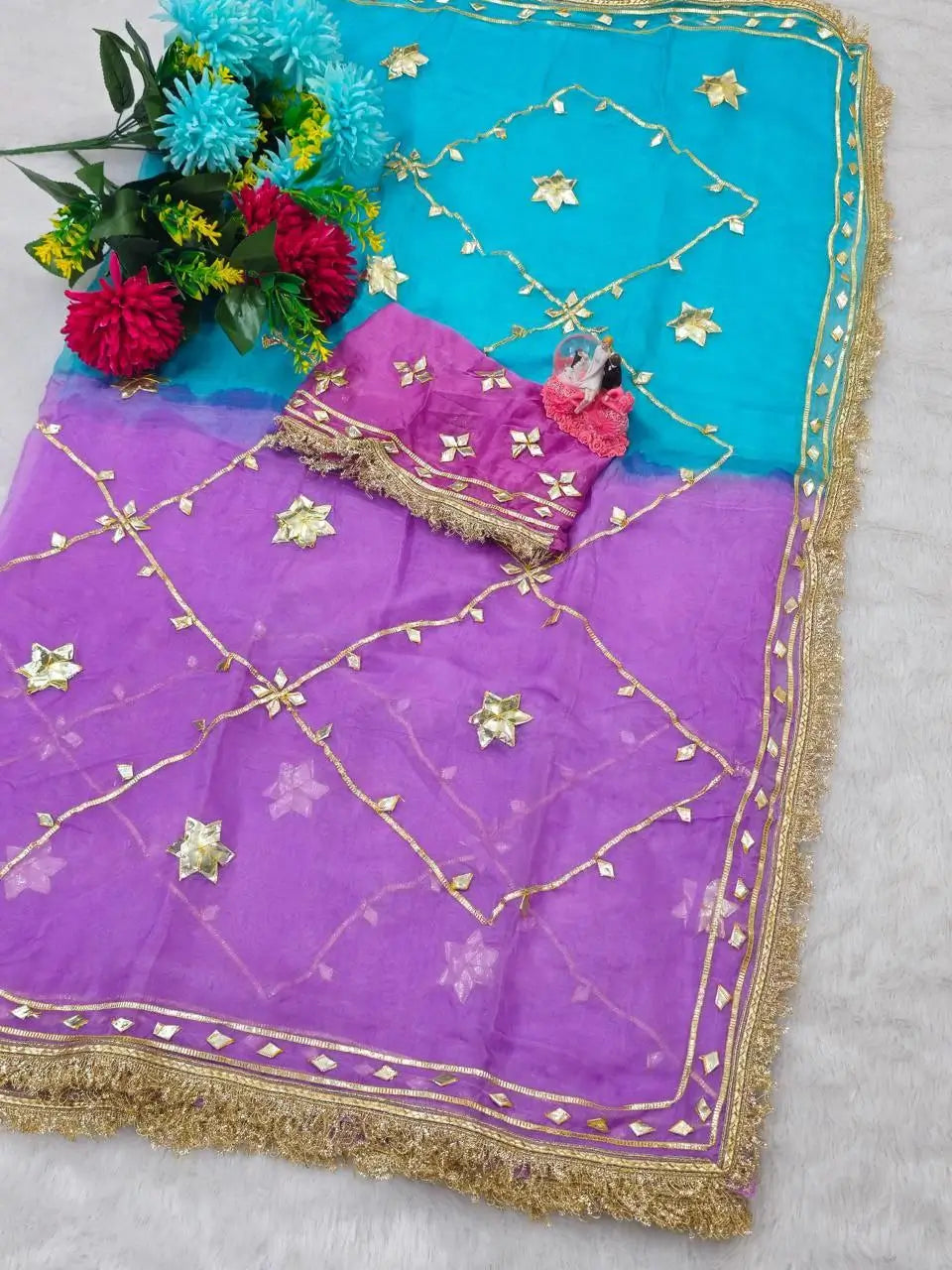 Pure Chiffon Gota Patti Saree with Designer Lace for Festive and Wedding Wear