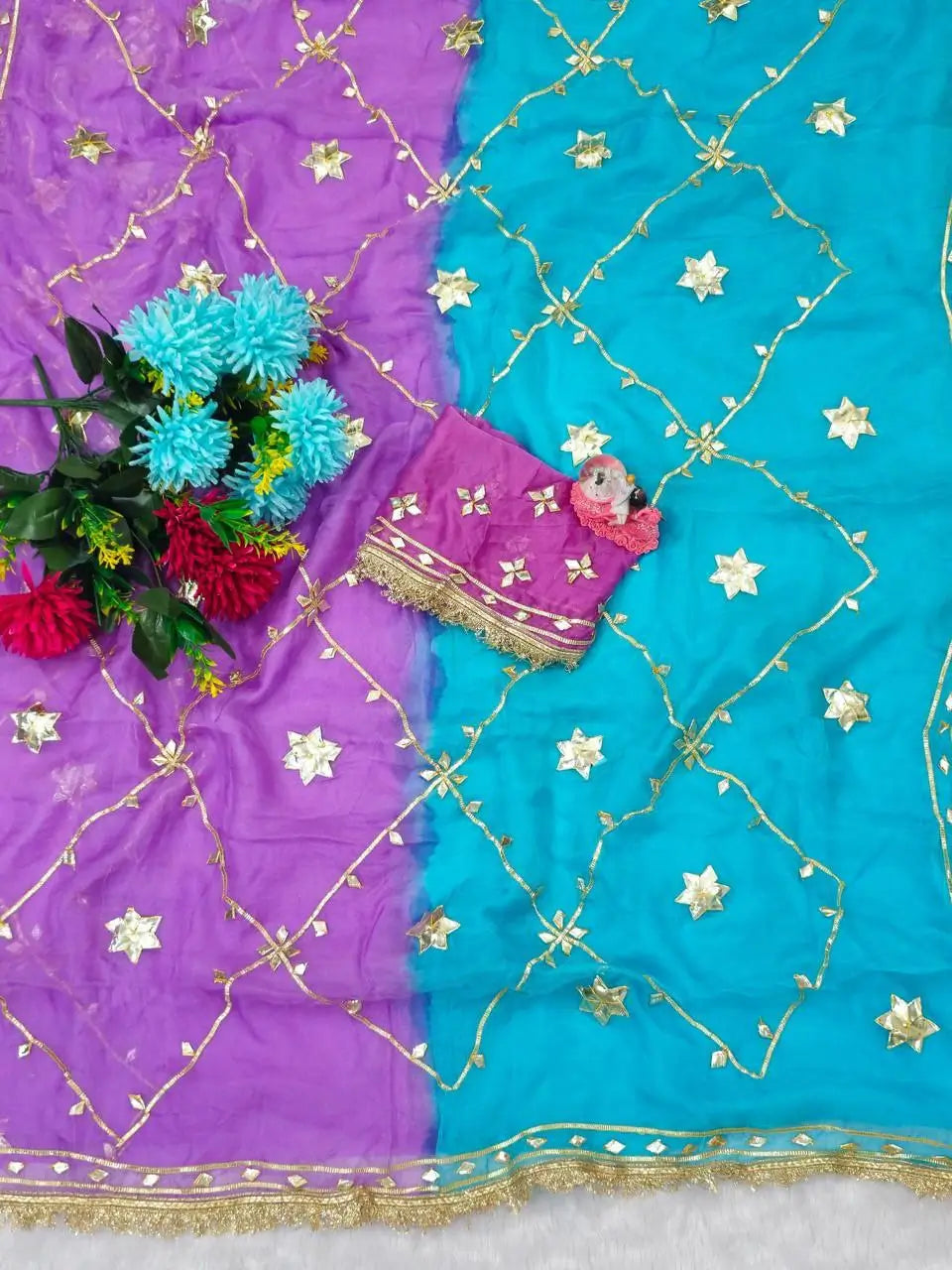 Pure Chiffon Gota Patti Saree with Designer Lace for Festive and Wedding Wear