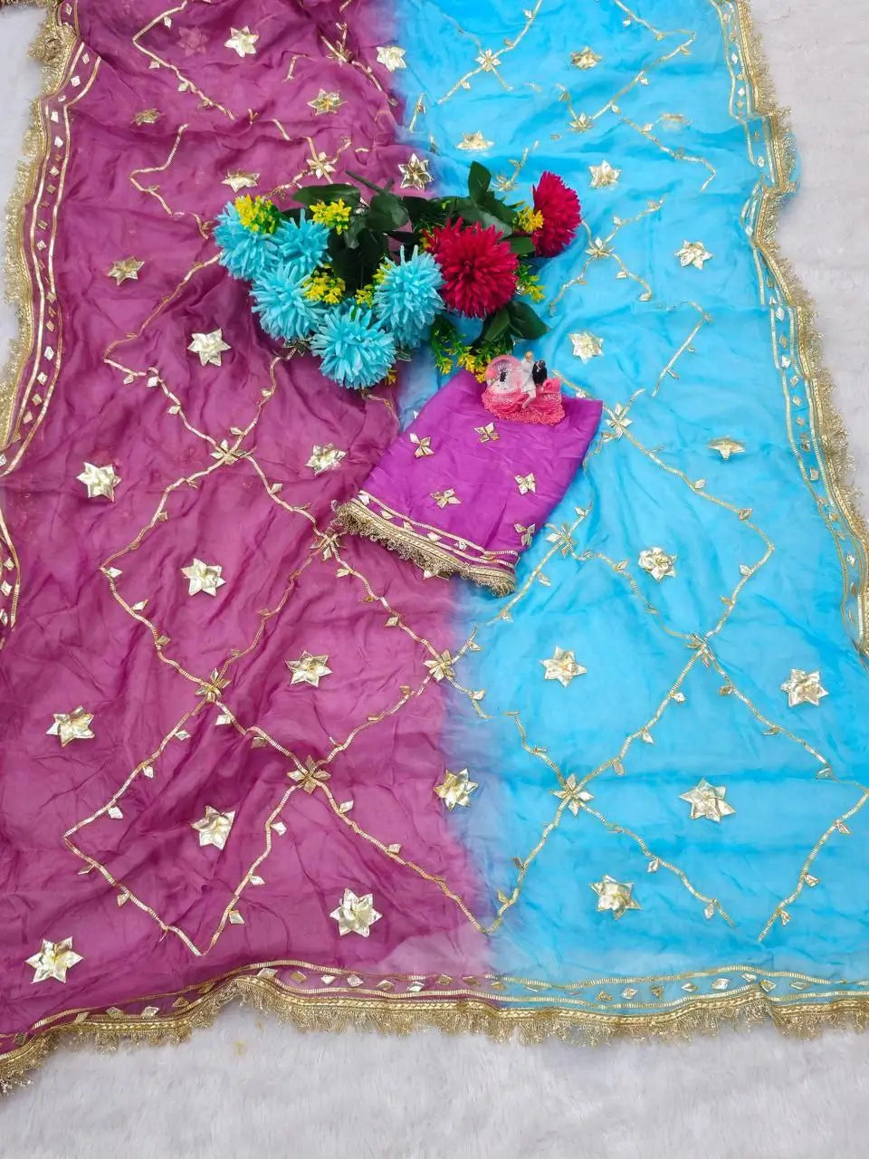 Pure Chiffon Gota Patti Saree with Designer Lace for Festive and Wedding Wear