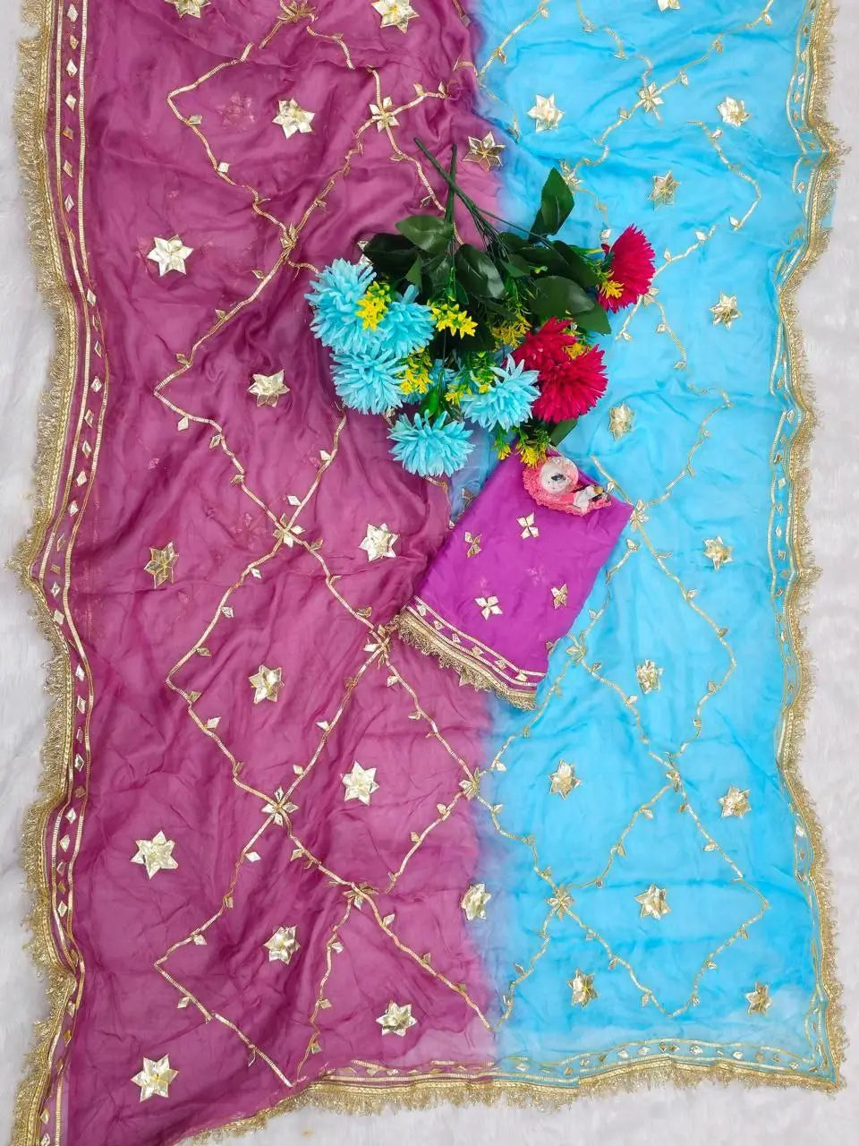 Pure Chiffon Gota Patti Saree with Designer Lace for Festive and Wedding Wear