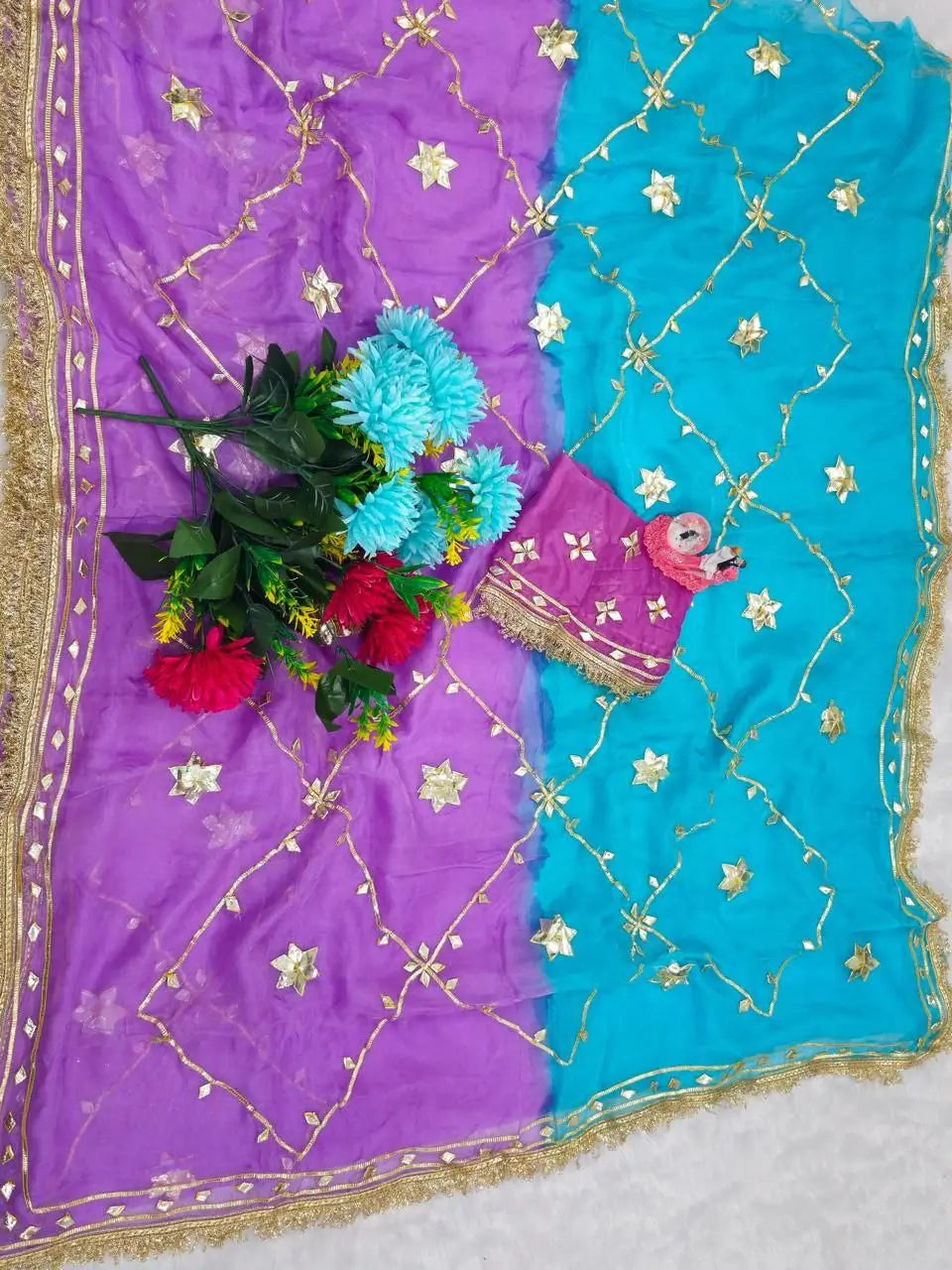Pure Chiffon Gota Patti Saree with Designer Lace for Festive and Wedding Wear